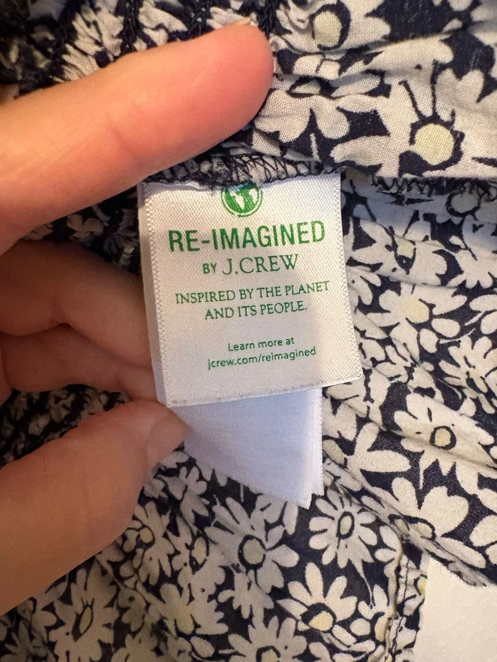 3/$20! J. Crew Navy and White Floral Smocked Square-Neck Top
